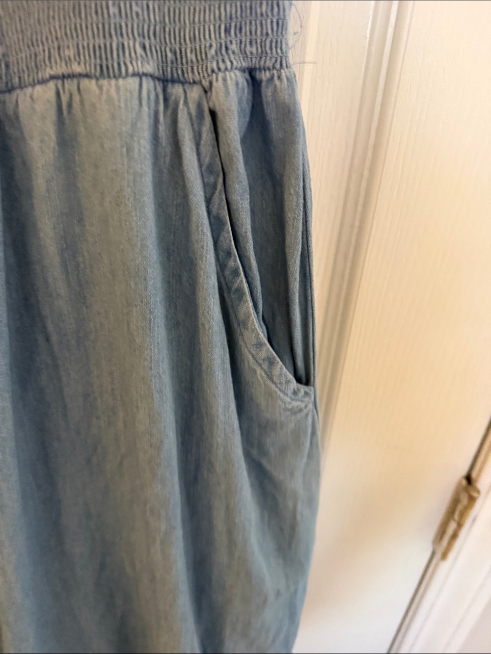 Torrid Festi self tie chambray wide leg jumpsuit light wash NWT Size 1X - Picture 5 of 7
